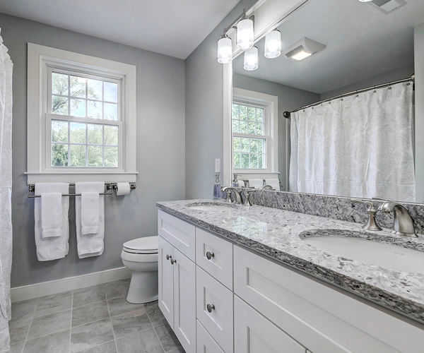 Cabinetry by SM Hall - Beach Style Bathroom Transitional, Craftsmen, white Shaker, Custom Built-in, Bead-board, Beach Themed Bath