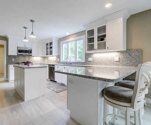 Cabinetry by SM Hall - Beach Style Kitchen and Bath - Transitional, Craftsmen, white Shaker, Custom Built-in, Bead-board, Beach Themed Bath