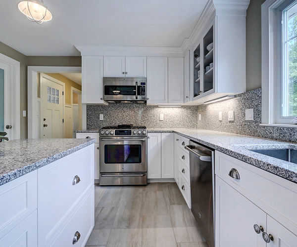 Cabinetry by SM Hall - Beach Style Kitchen and Bath design - Transitional, Craftsmen, white Shaker, Custom Built-in, Bead-board, Beach Themed Bath