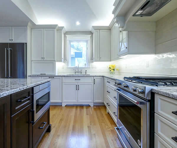 Cabinetry by SM Hall - Classic Traditional New England Kitchen and Bath - Classic Traditional New England Details, Custom Fireplace Built-in, Window Bench, Custom Coffered Ceiling