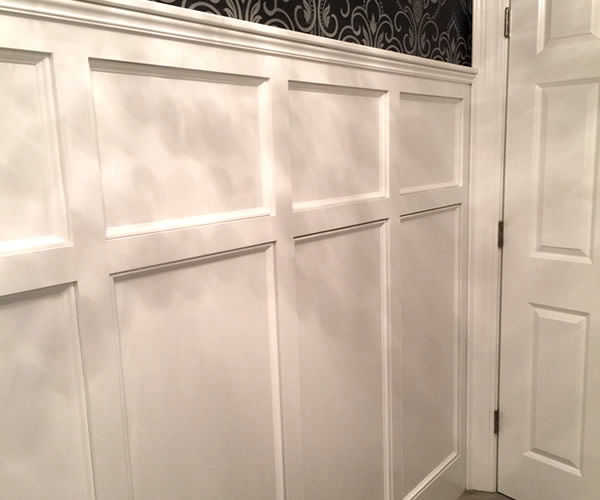 Cabinetry by SM Hall - Traditional Style Bath -Traditional Style, Transitional Style, White Cabinets, Glamorous, curved mullions, custom mosaic tile backsplash, custom hidden storage cabinets